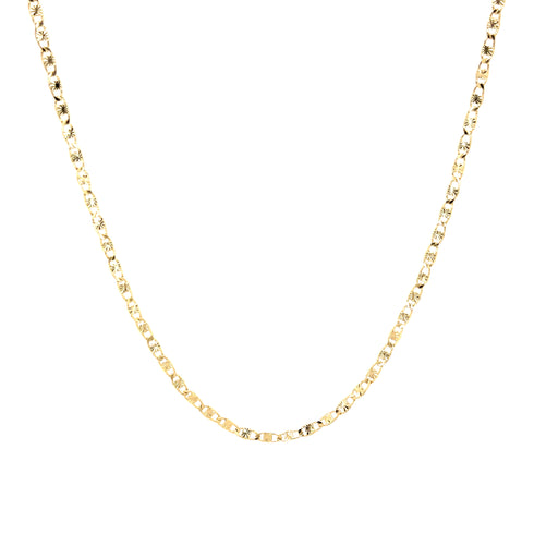 Displayed against a plain white background, the "18 inch Necklace 2.5mm Mariner chain 14k Gold filled" exudes timeless elegance with its delicate gold rope design and intricate mariner link style.